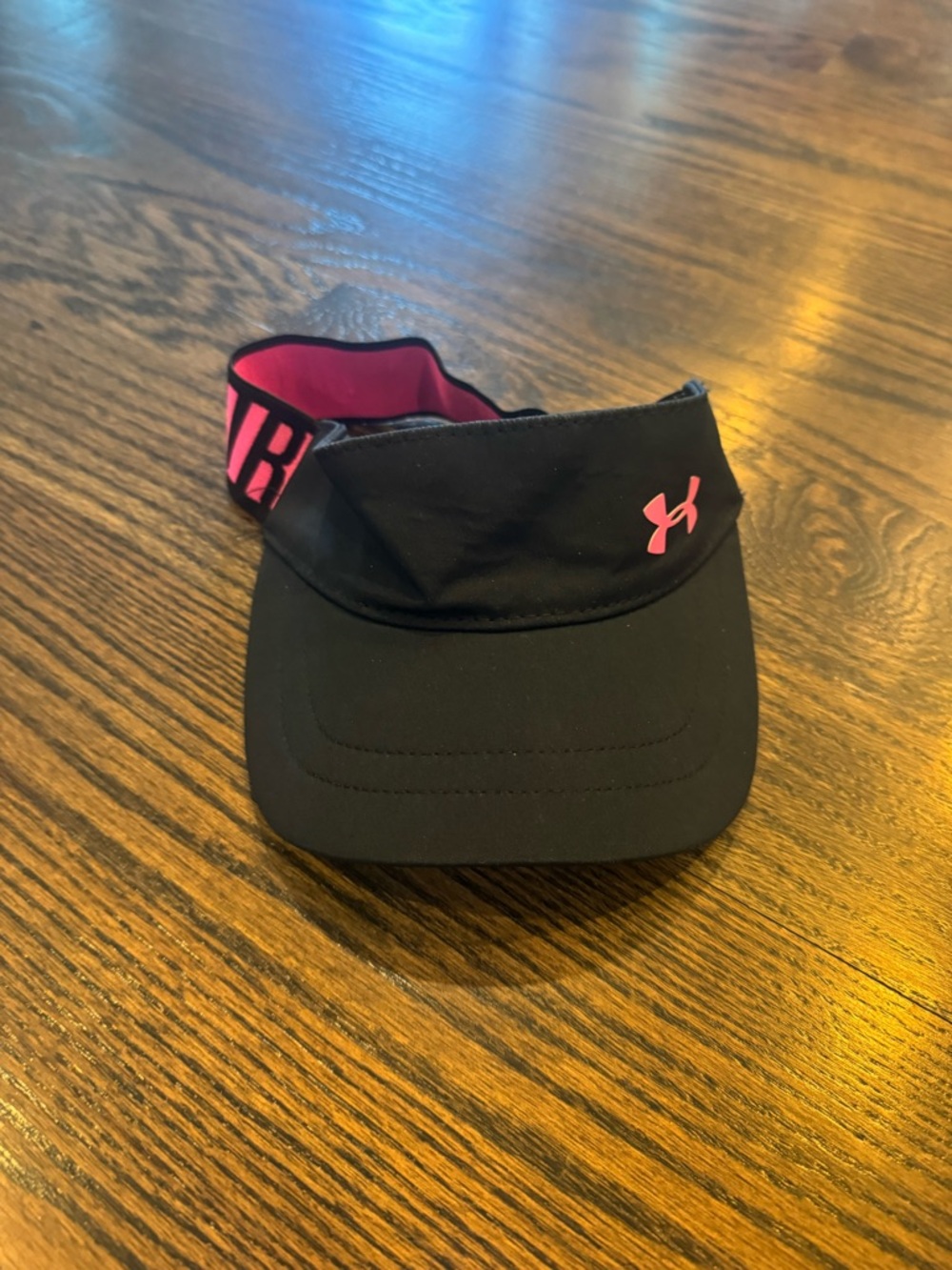 Under Armour Kids Black Visor with Pink Logo and Trim